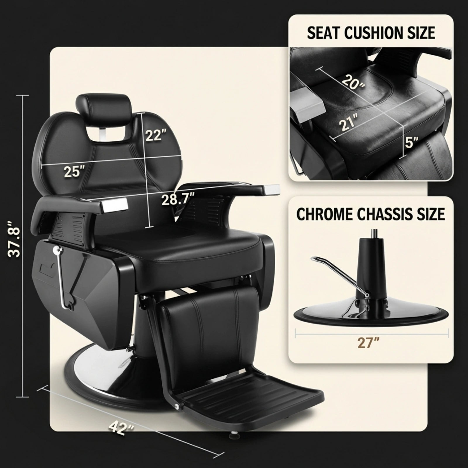 #5001 Hydraulic Reclining Heavy Duty Barber Chair