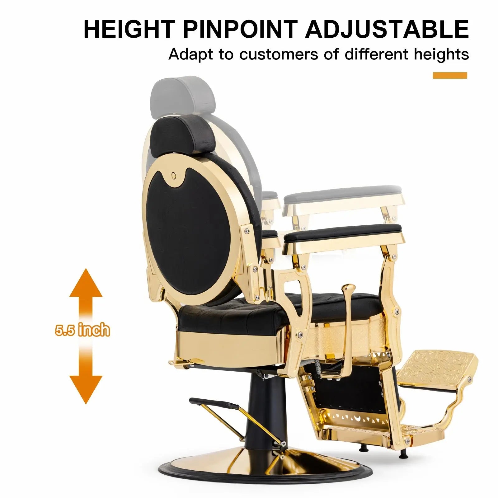 #5039 Prestige Heavy Duty Vintage Barber Chair (Gold/Black)