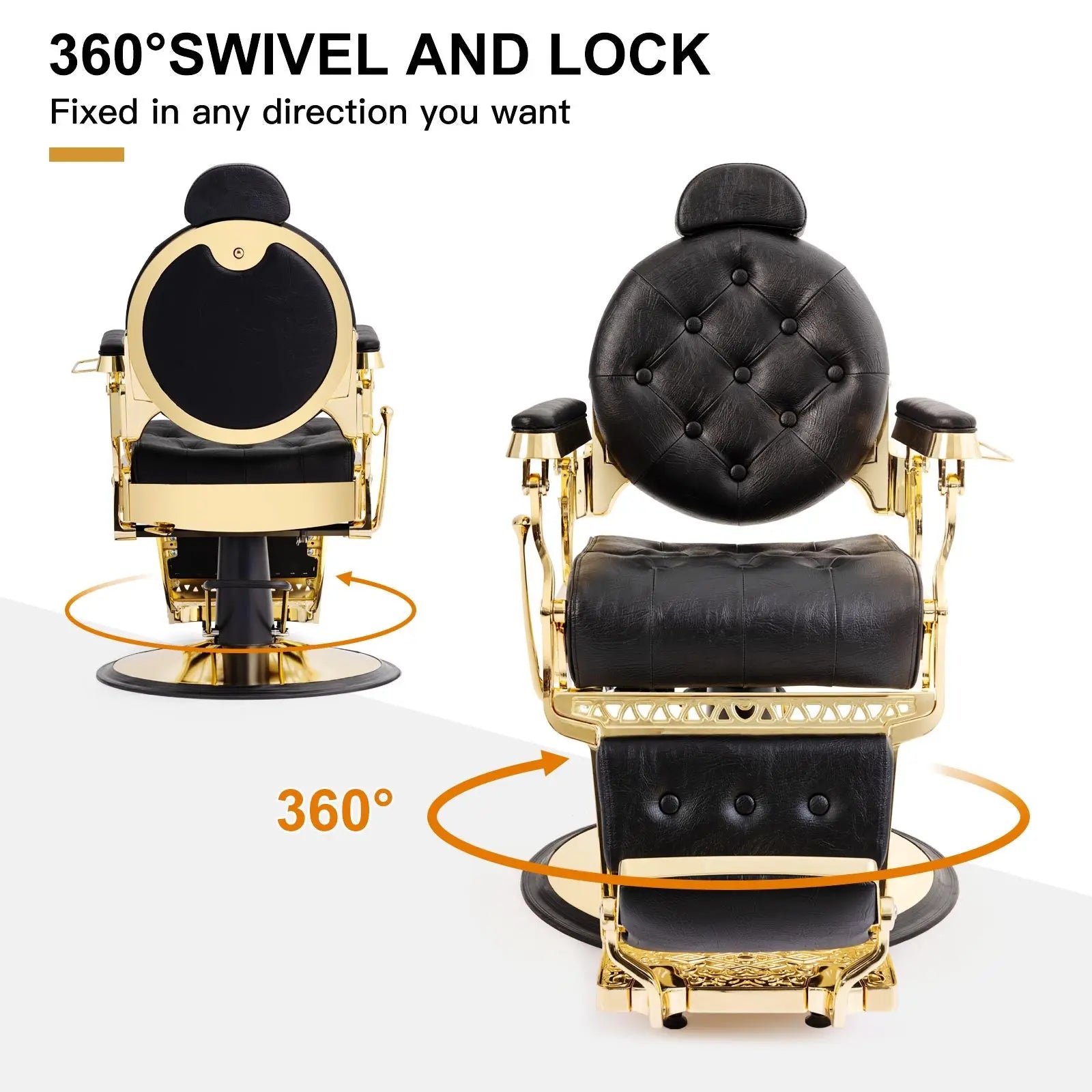 #5039 Prestige Heavy Duty Vintage Barber Chair (Gold/Black)