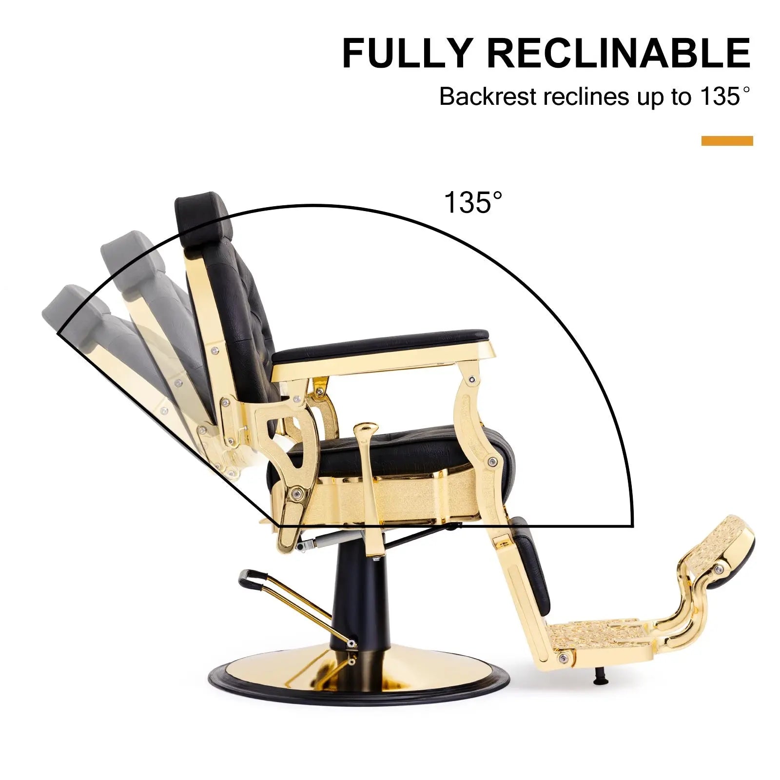 #5039 Prestige Heavy Duty Vintage Barber Chair (Gold/Black)
