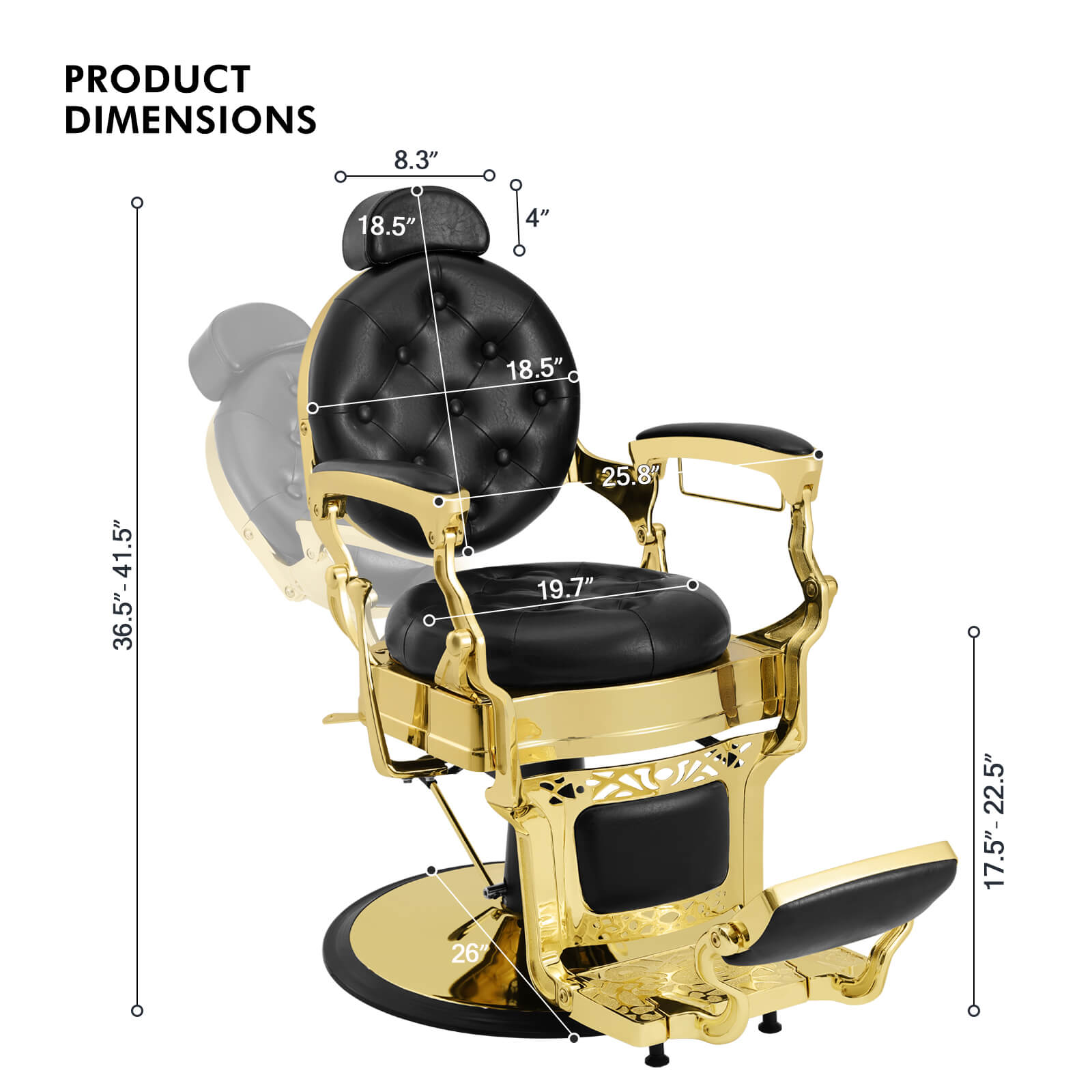 #5045 Retro Barber Chair Heavy Duty Vintage Salon Chair