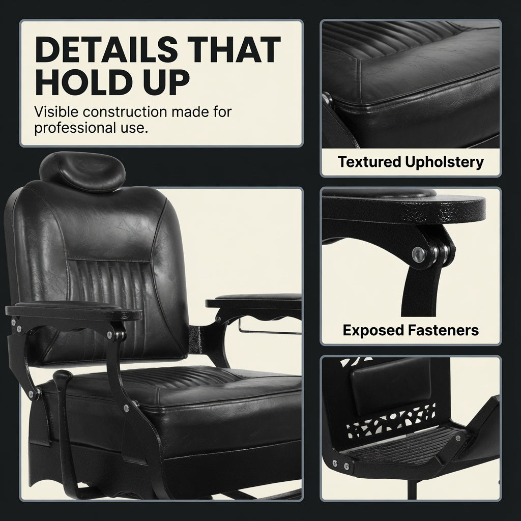 #5046 Vintage Heavy Duty Hydraulic Reclining Barber Chair (ship after 7/15)