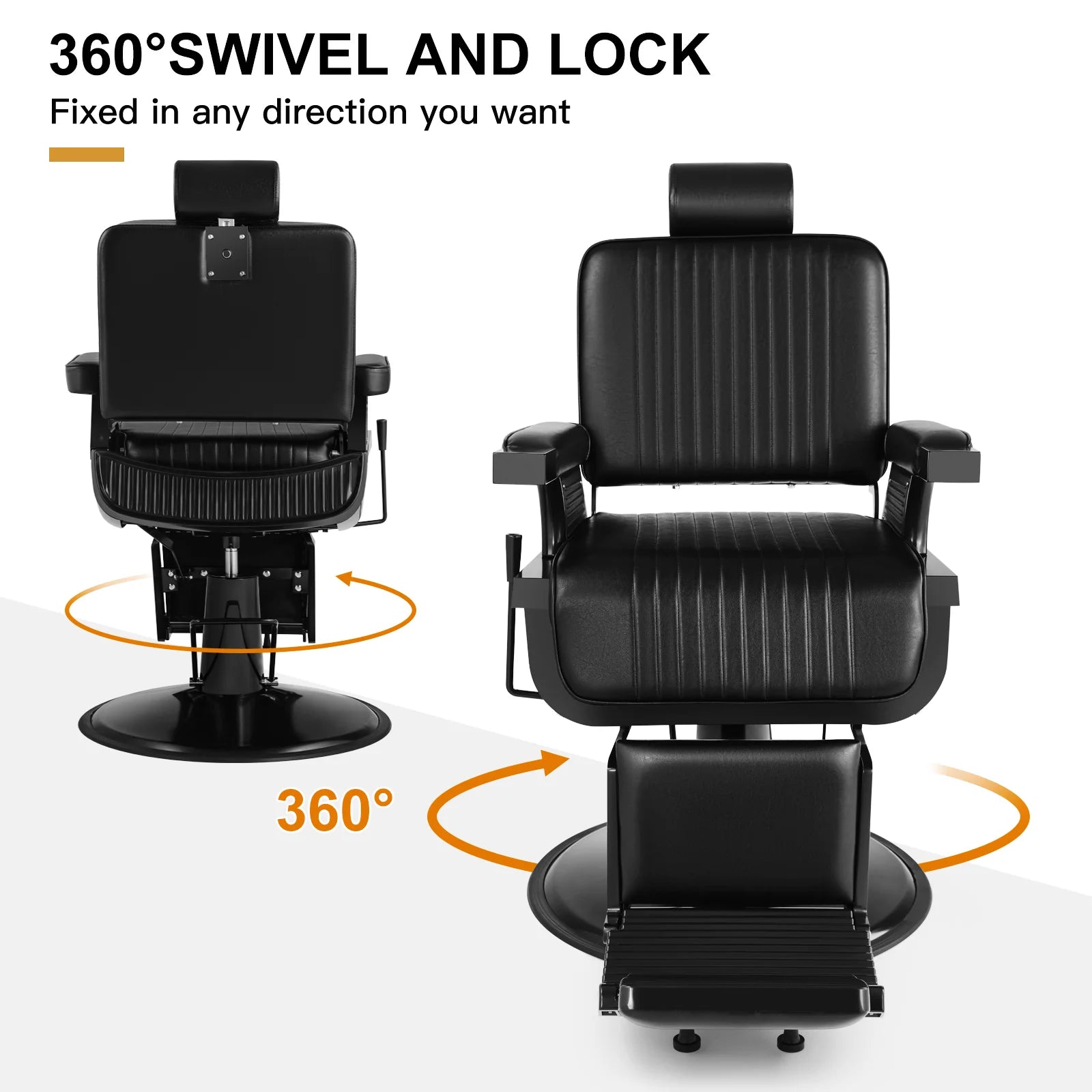 #5073 Heavy Duty Recline Hydraulic Barber Chair (All Black)
