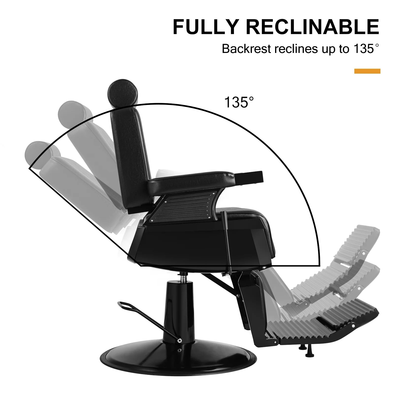 #5073 Heavy Duty Recline Hydraulic Barber Chair (All Black)