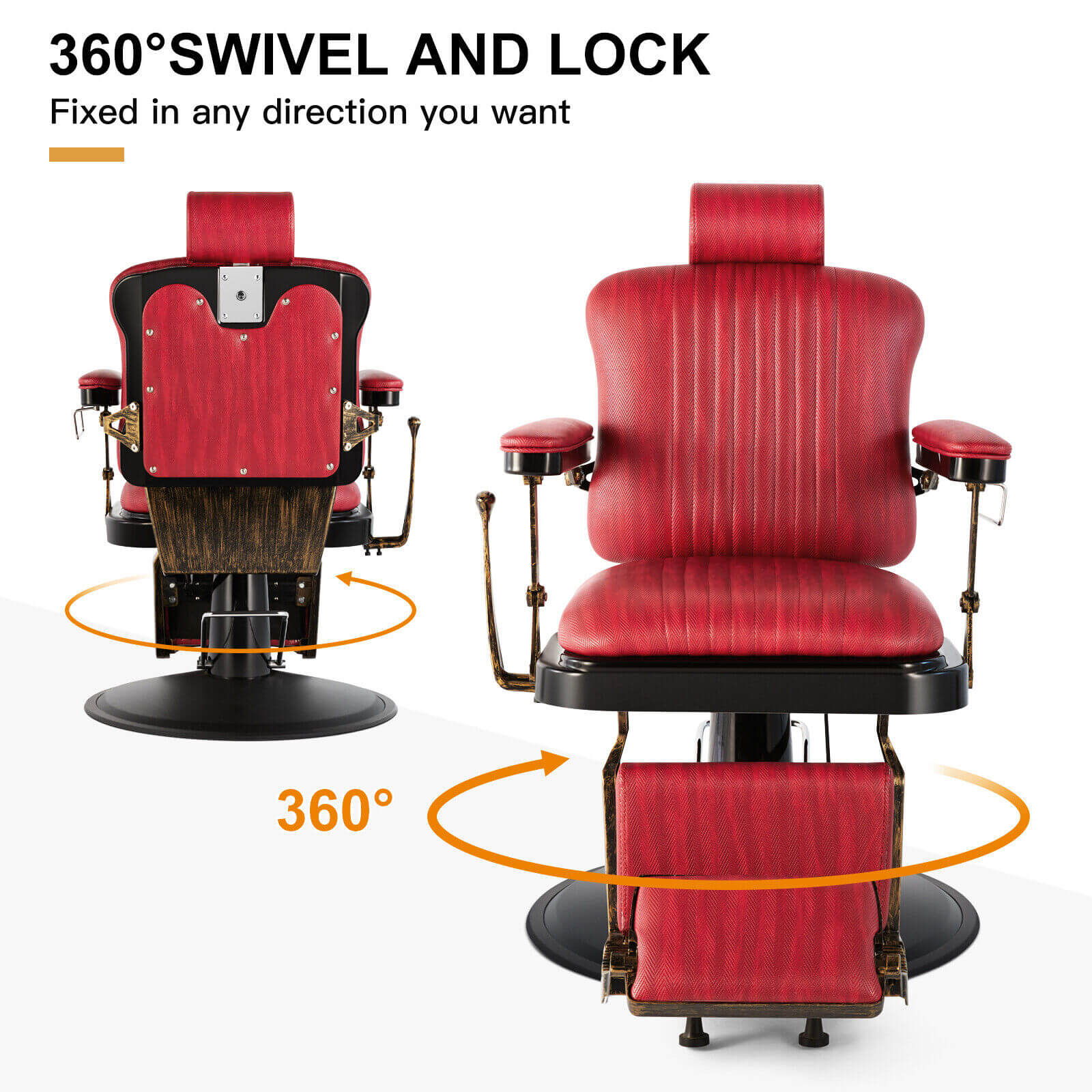 #5154 Retro Hydraulic Reclining Barber Chair (Burgundy)