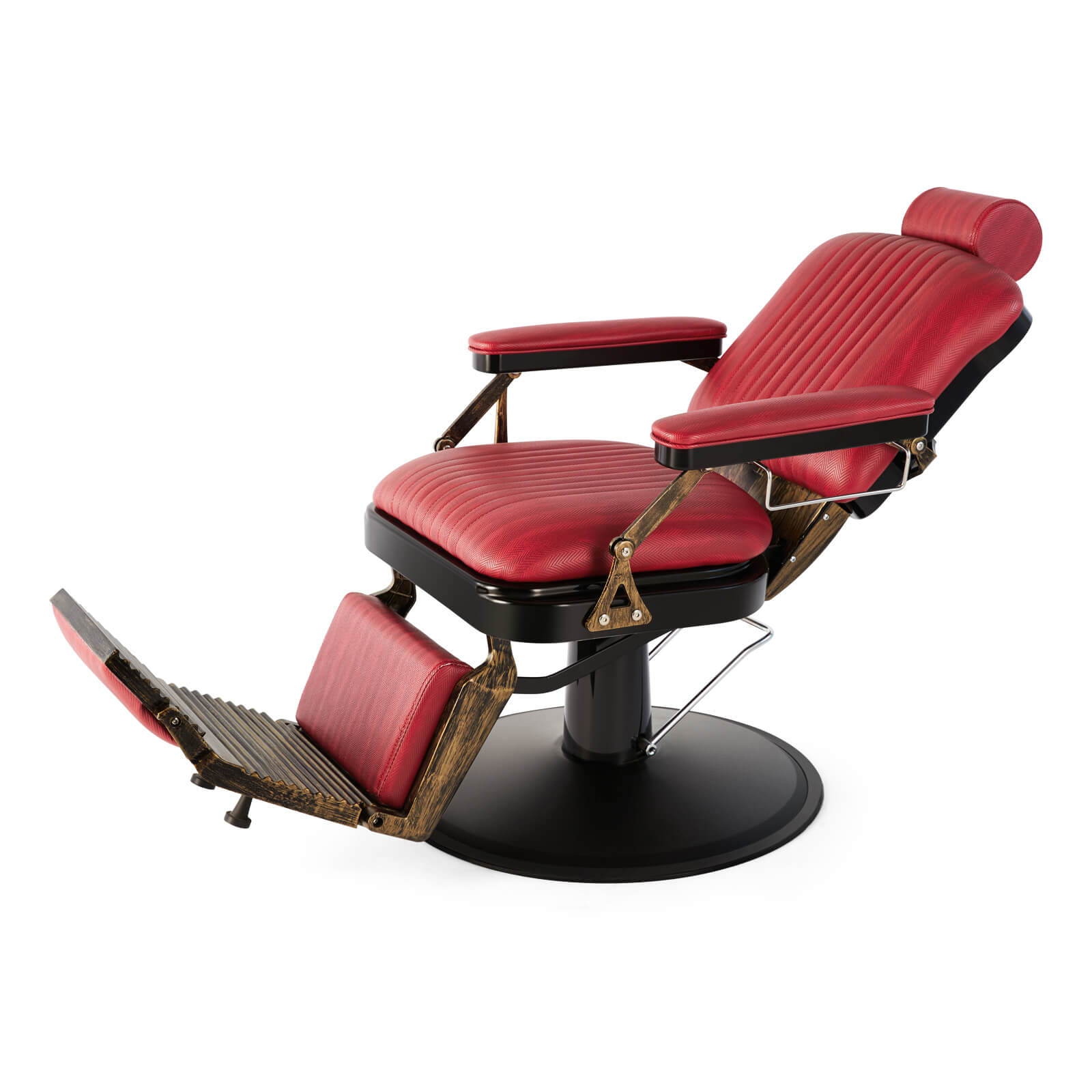 #5154 Retro Hydraulic Reclining Barber Chair (Burgundy)