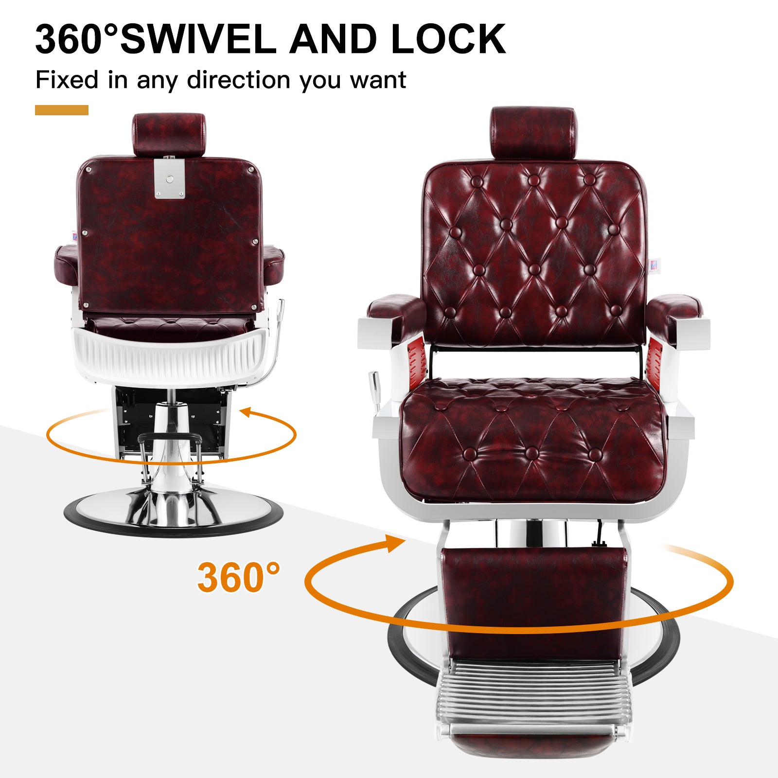 #5173 Vintage Heavy Duty Recline Hydraulic Barber Chair (Burgundy)