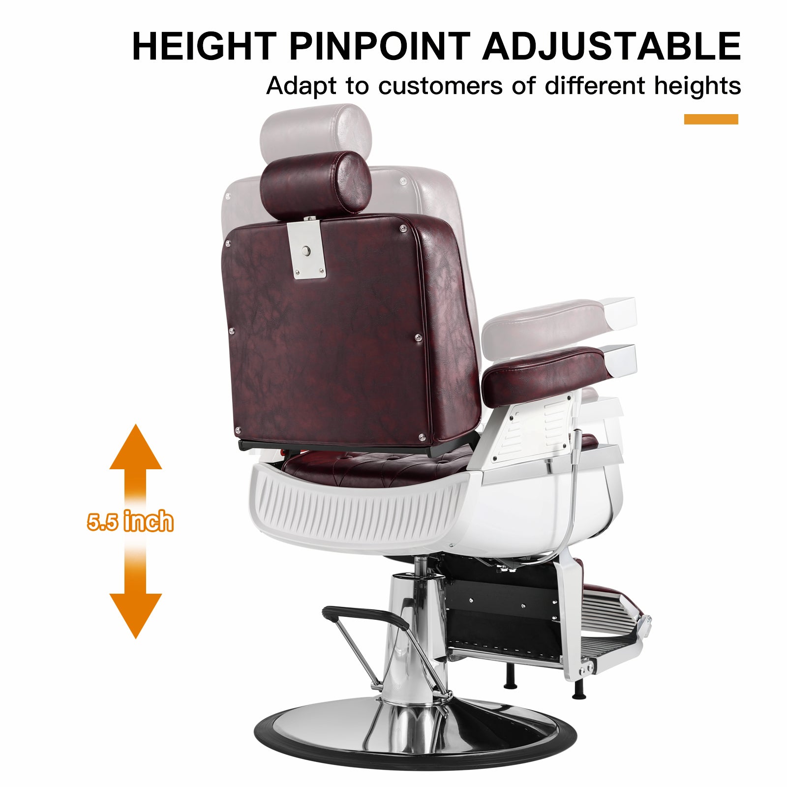 #5173 Vintage Heavy Duty Recline Hydraulic Barber Chair (Burgundy)