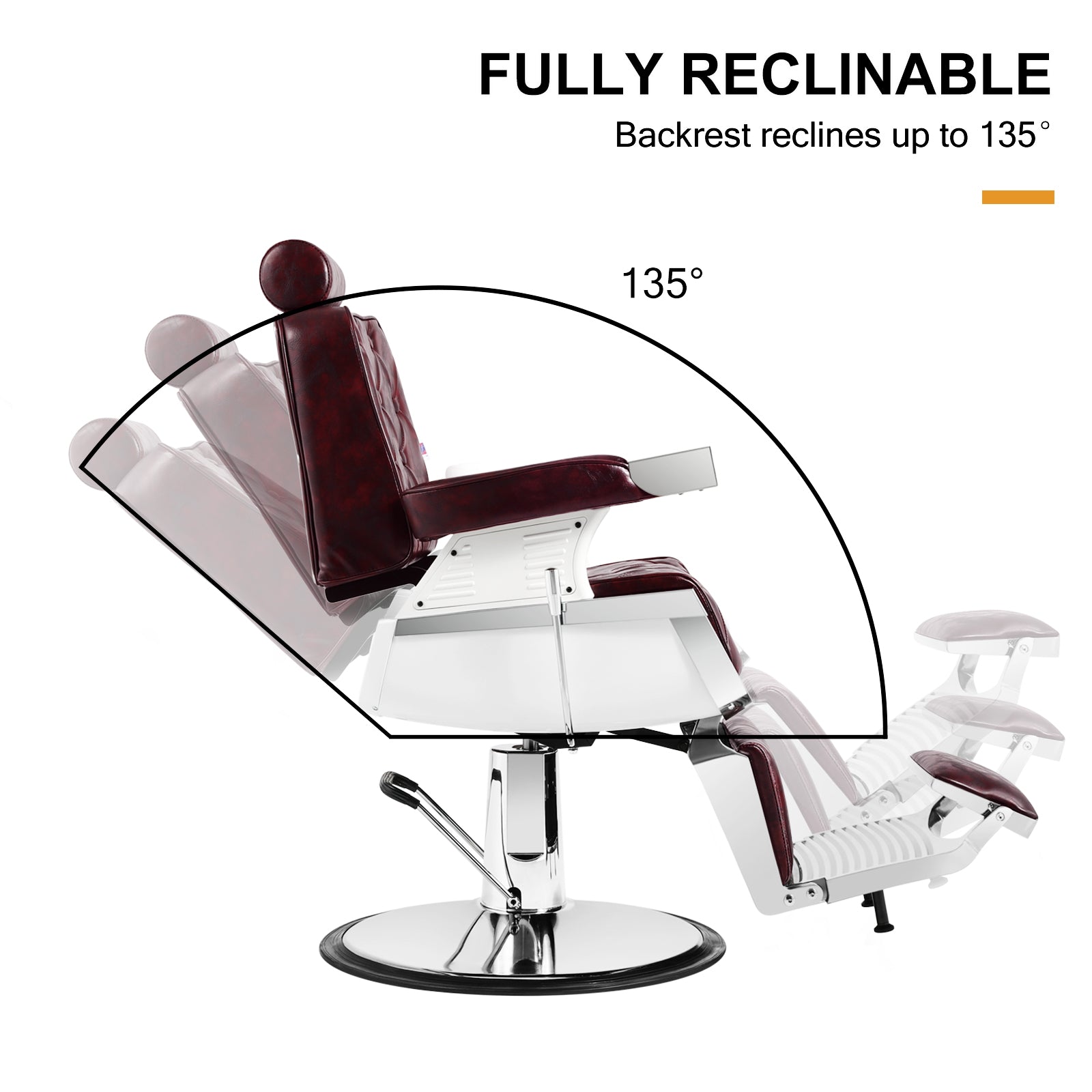 #5173 Vintage Heavy Duty Recline Hydraulic Barber Chair (Burgundy)