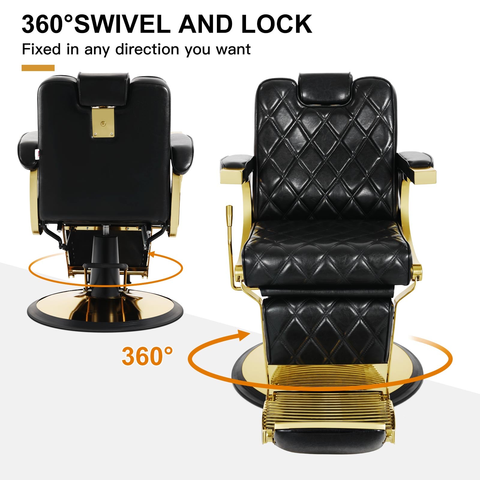 #5636 Prestige Wide Backrest Barber Chair（Gold/Black）