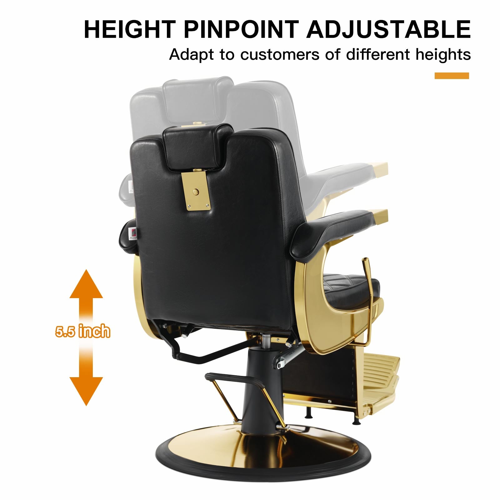 #5636 Prestige Wide Backrest Barber Chair（Gold/Black）