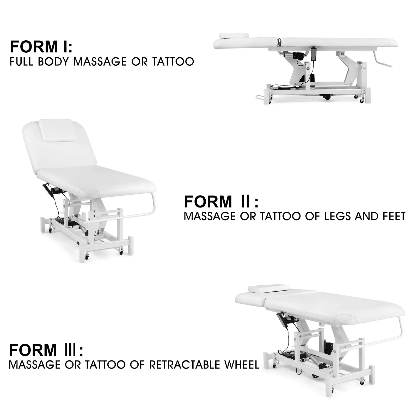 #2010 Electrical Facial Bed for Esthetician 110V Removable Massage Table 2 Motor Beauty Bed Medical Aesthetic Tattoo Chair with Adjustments, Hand/Foot-Operated
