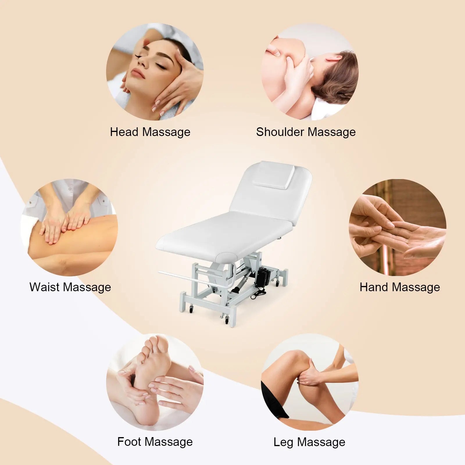 #2010 Electrical Facial Bed for Esthetician 110V Removable Massage Table 2 Motor Beauty Bed Medical Aesthetic Tattoo Chair with Adjustments, Hand/Foot-Operated