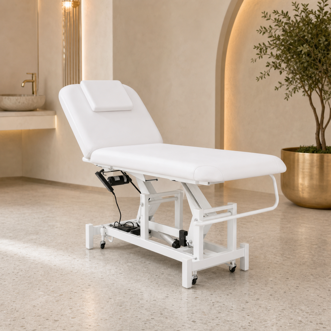 #2010 Electrical Facial Bed for Esthetician 110V Removable Massage Table 2 Motor Beauty Bed Medical Aesthetic Tattoo Chair with Adjustments, Hand/Foot-Operated