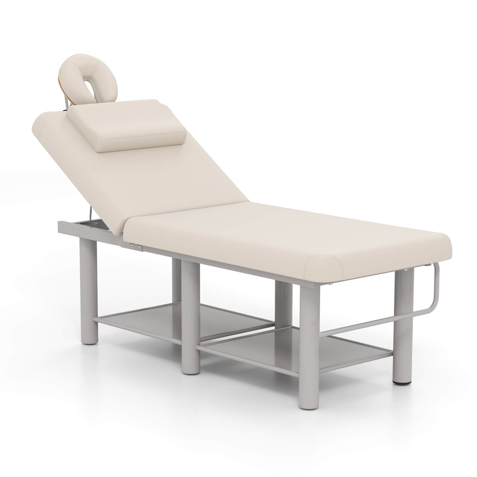 #2081 Heavy Duty Wide Stationary Massage Table Metal Frame PU Leather Spa Facial Professional Adjustable Massage Bed with Open-Chest & Headrest for Treatment Physical Therapy Tatoo Salon Equipment