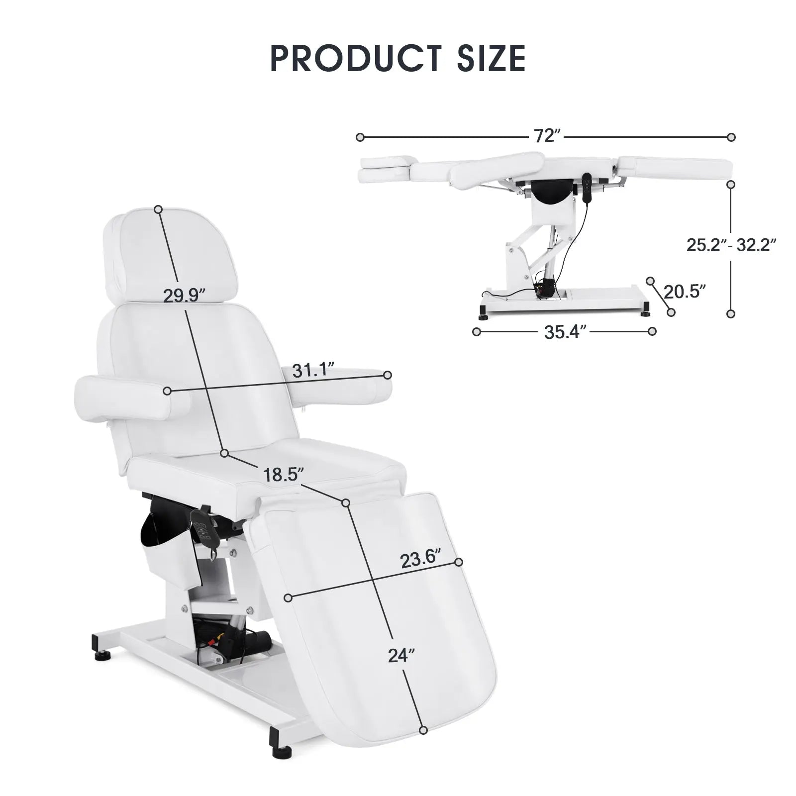 #2907 3 Motor Electrical Facial Bed for Esthetician 110V Massage Table Beauty Bed Medical Aesthetic Tattoo Chair with Rotatable Armrests