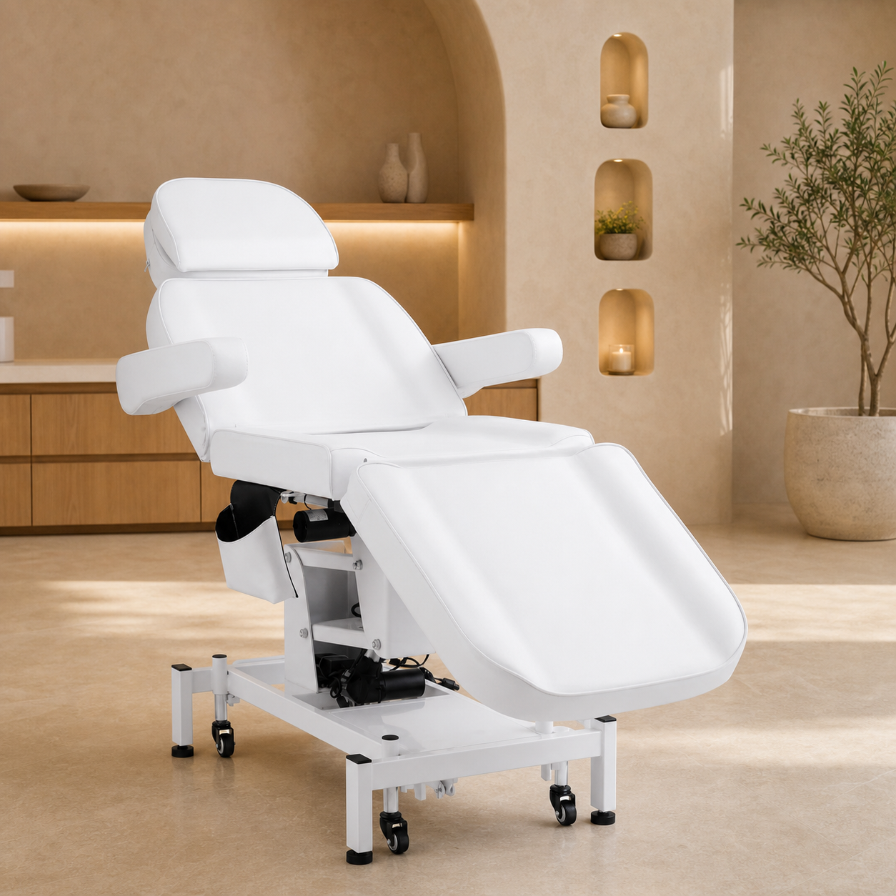 #2908 3 Motor Electrical Facial Bed for Esthetician 110V Removable Massage Table Beauty Bed Medical Aesthetic Tattoo Chair with Rotatable Armrests