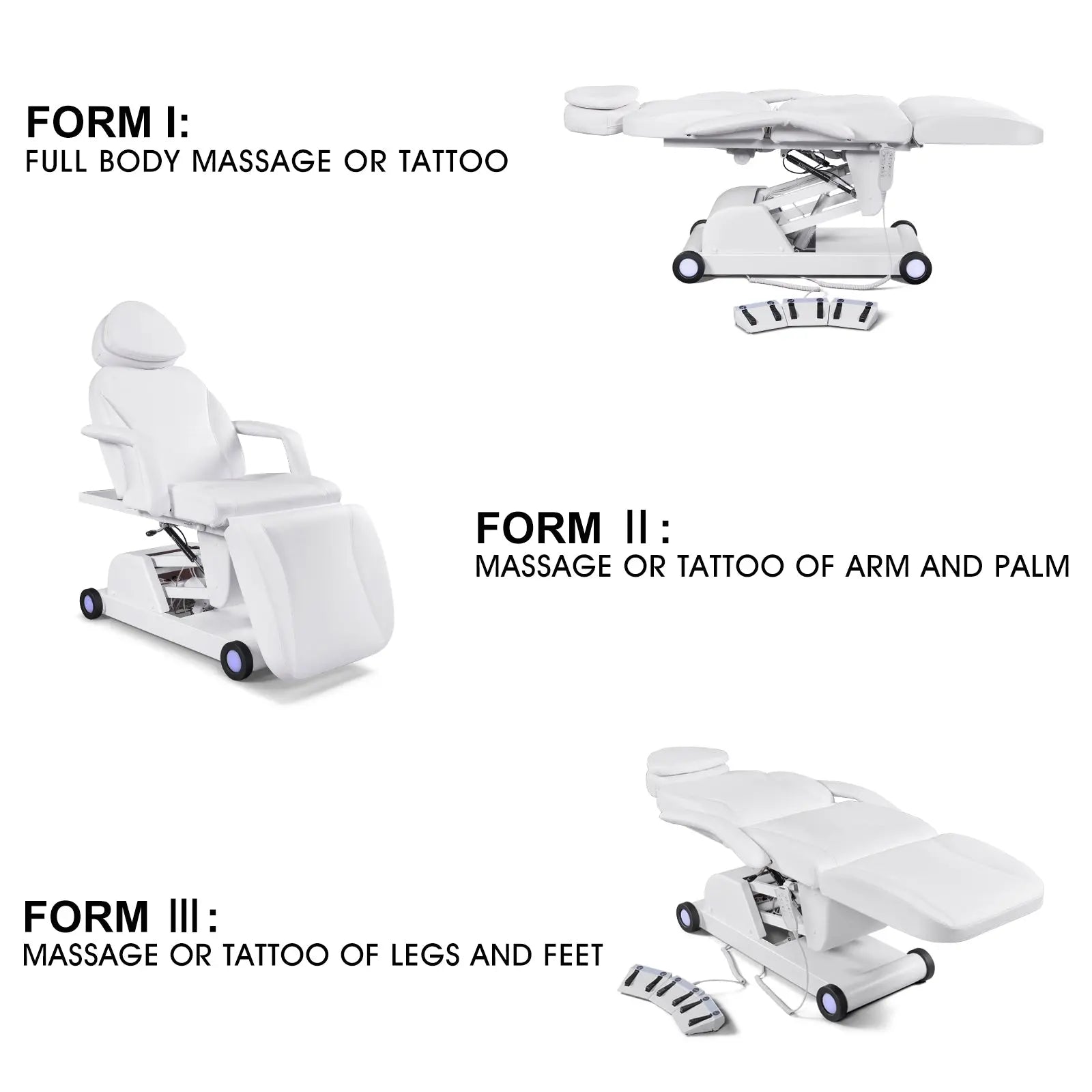 #2909 Electrical Facial Bed,3 Motor Removable, Led Light ,Medical Aesthetic, Hand/Foot-Operated