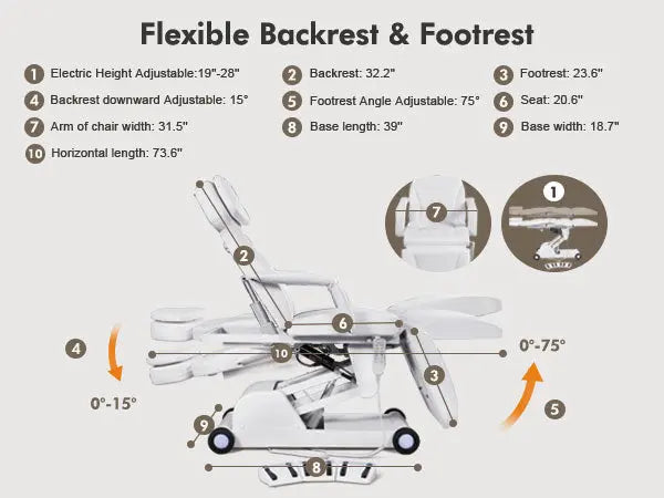 #2909 Electrical Facial Bed,3 Motor Removable, Led Light ,Medical Aesthetic, Hand/Foot-Operated